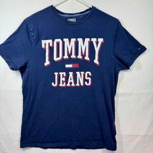 Tommy Jeans Graphic‎ T-Shirt College Logo Tee Casual Top Women's Sz Medium Y2K